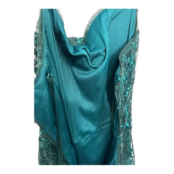 NWT PromGirl Statement-Back Long Sequin Prom Dress Hunter green - Picture 14 of 15